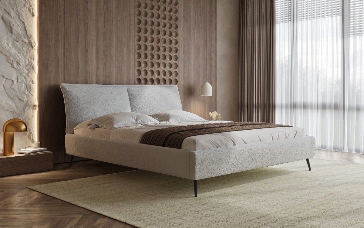 Designer Polsterbett Zoe Bouclé mat Stauraum