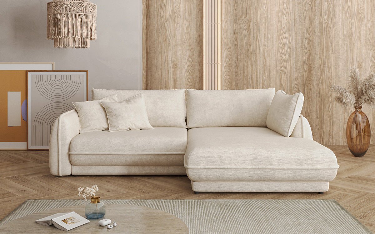 Designer Sofa Mojave II Stoff mat Schloffunktion an Stauraum