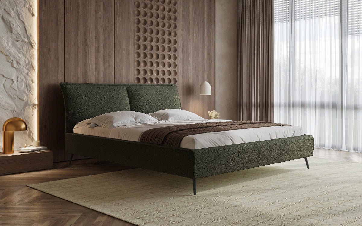 Designer Polsterbett Zoe Bouclé mat Stauraum