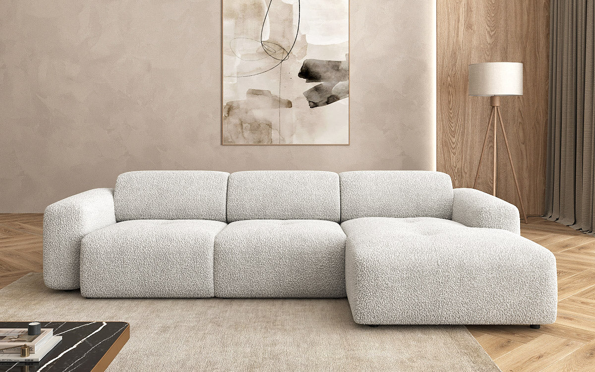 Designer L Sofa Roueg am Bouclé