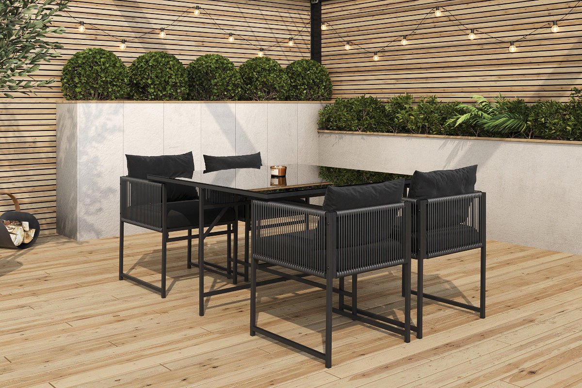 Gartesessiounsgrupp Auren – 5-deelent Gartemöbel-Set aus Stol a Glas