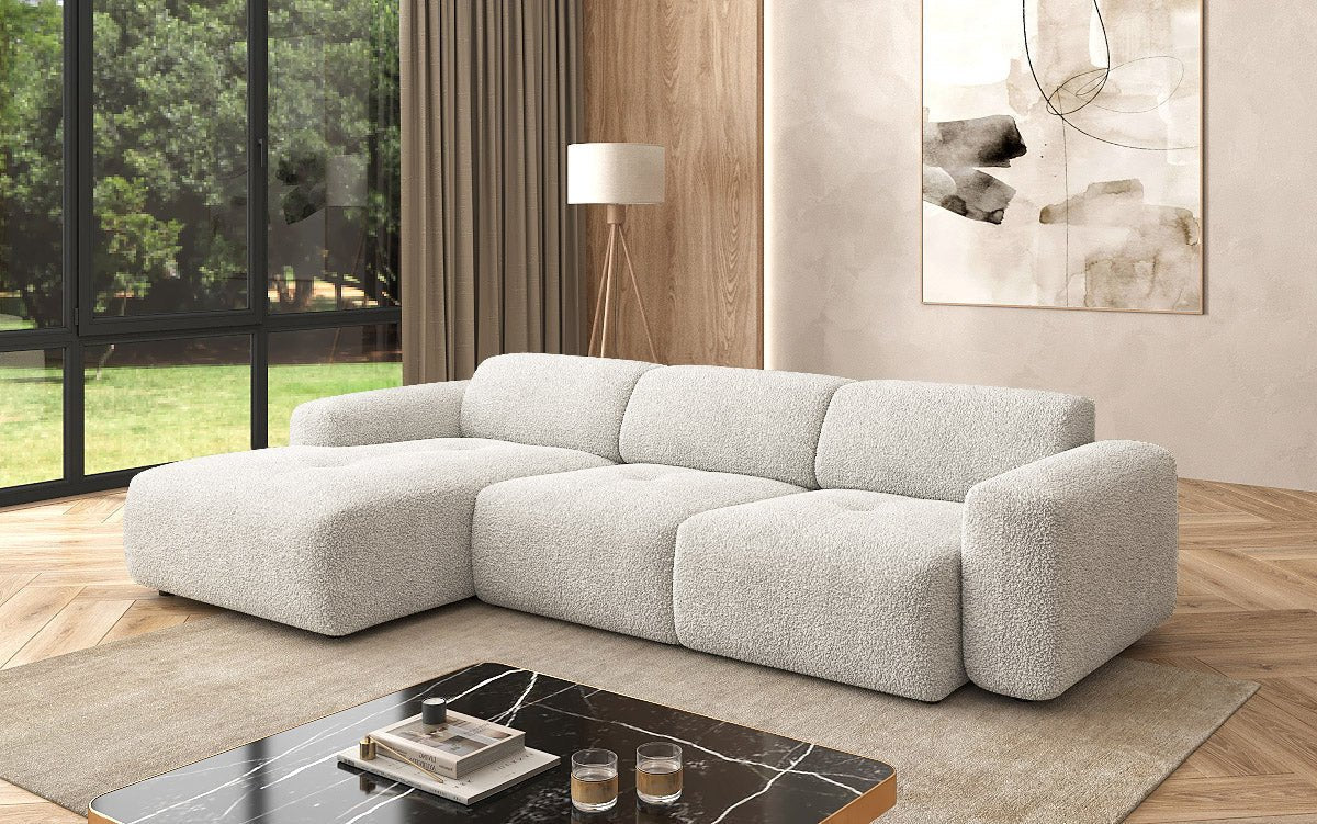 Designer L Sofa Roueg am Bouclé
