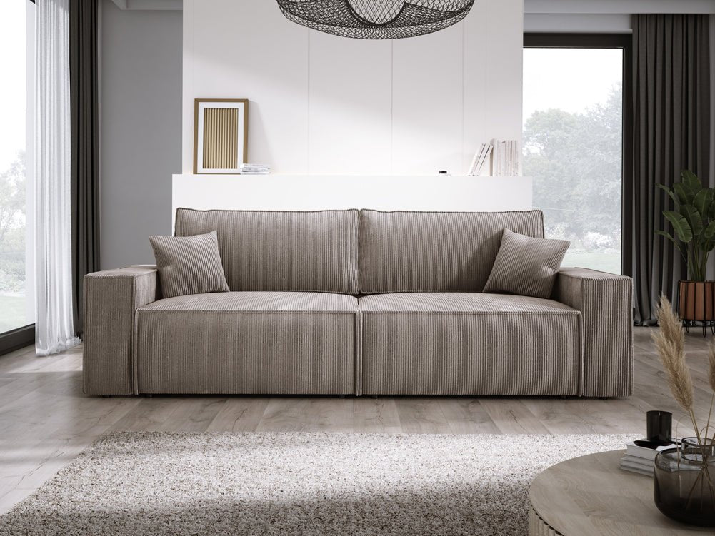 Designer Sofa Velanova 3 Sitzer Cord mit Schlaf- und Klappfunktion