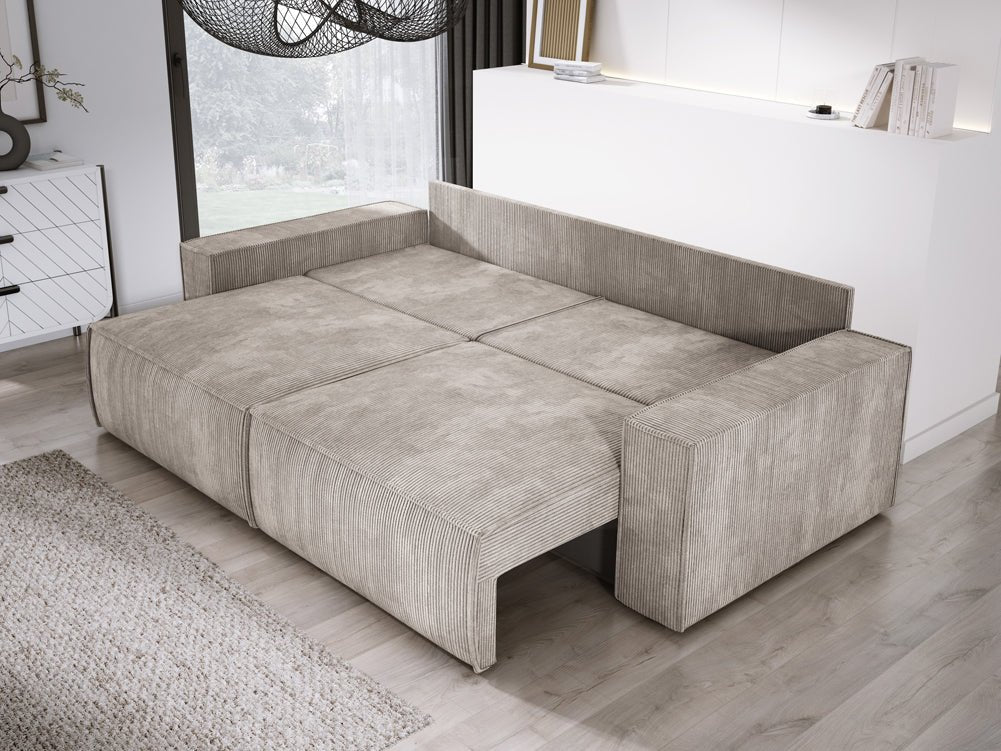 Designer Sofa Velanova 3 Sitzer Cord mit Schlaf- und Klappfunktion