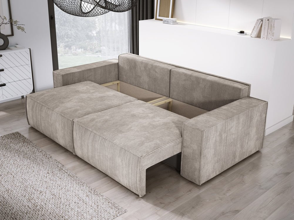 Designer Sofa Velanova 3 Sitzer Cord mit Schlaf- und Klappfunktion
