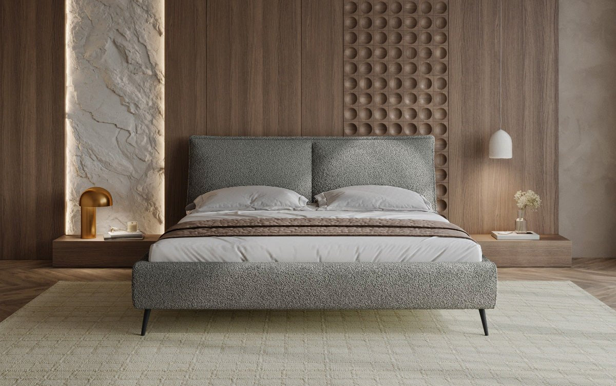 Designer Polsterbett Zoe Bouclé mat Stauraum