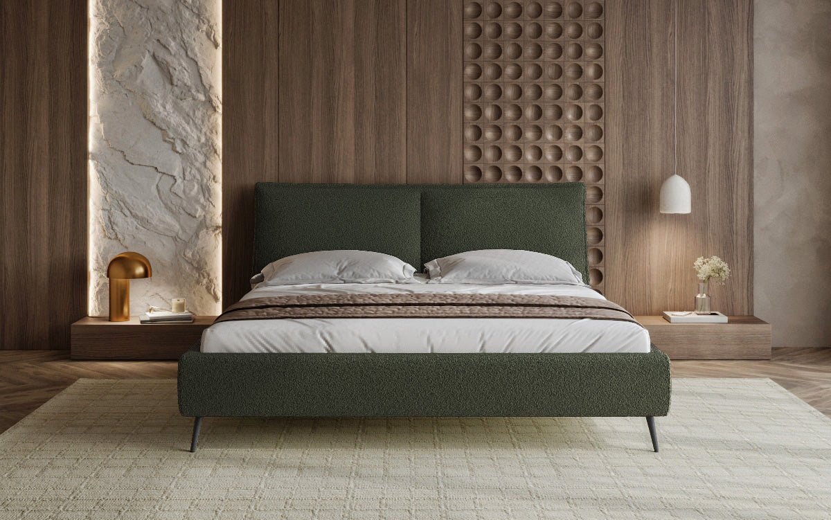 Designer Polsterbett Zoe Bouclé mat Stauraum