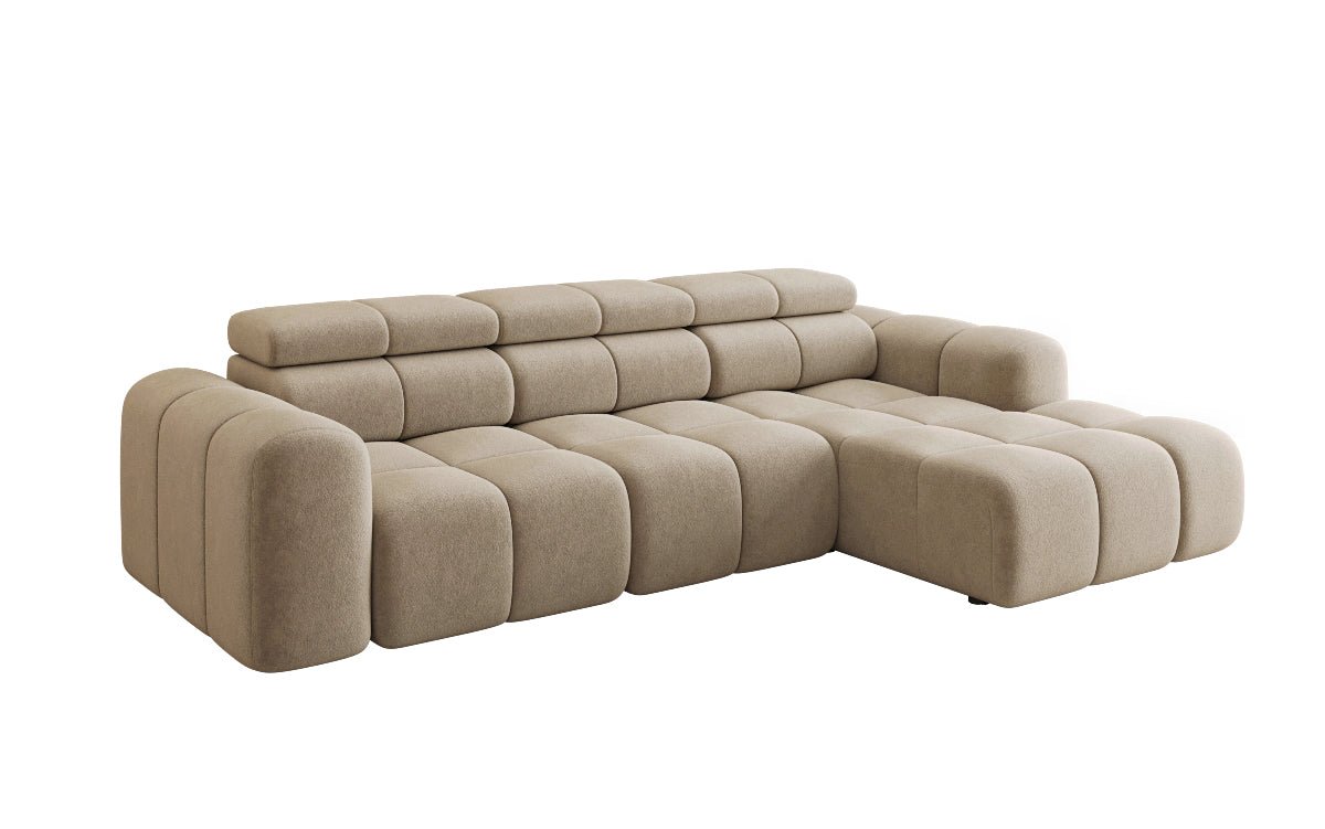 Designer Sofa Mia L mat elektrescher Sëtzvergréisserung a Chenille