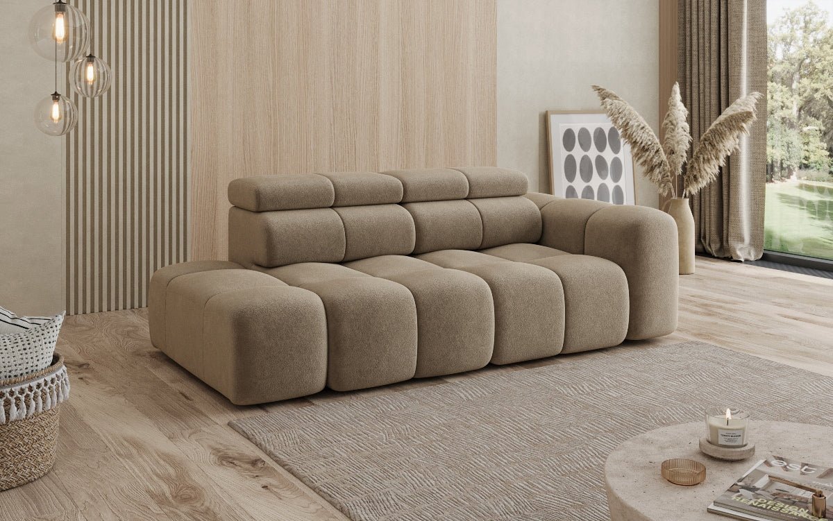 Designer Sofa 3-Sëtz mat Chaise Longue Mia a Chenille