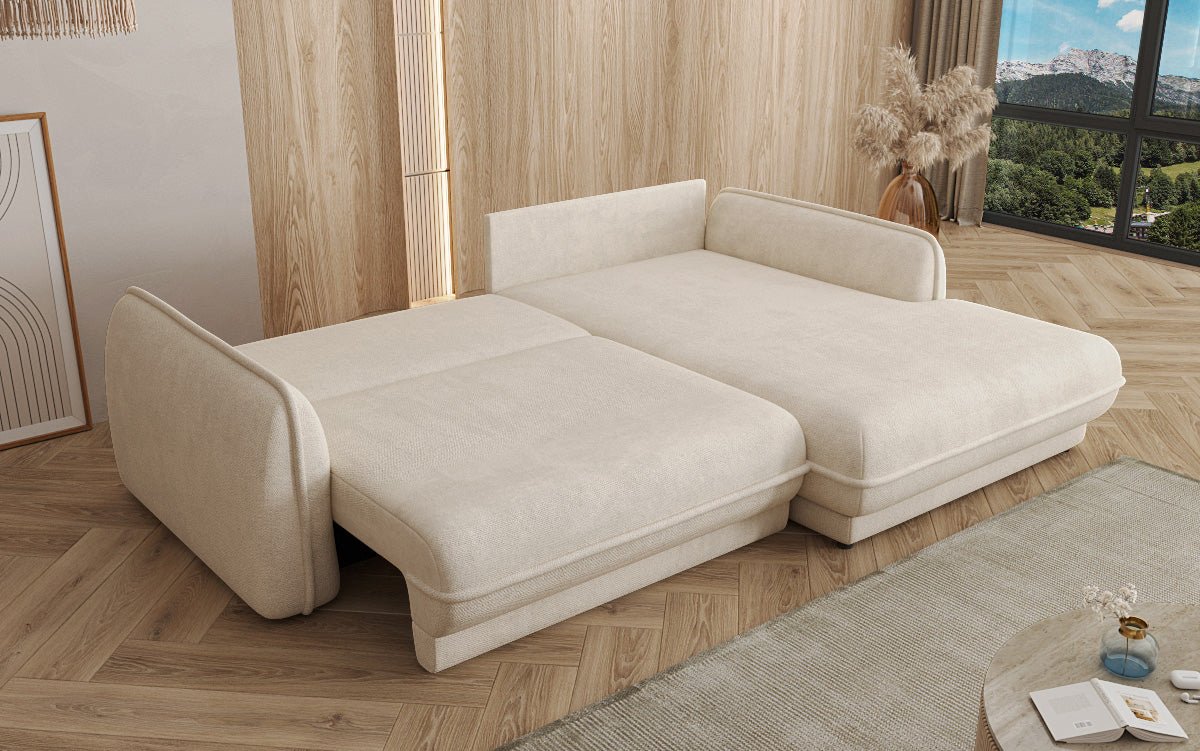 Designer Sofa Mojave II Stoff mat Schloffunktion an Stauraum