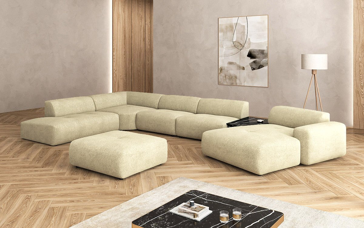 Designer Wunnlandschaft Calm mat Beistellhocker a Bouclé