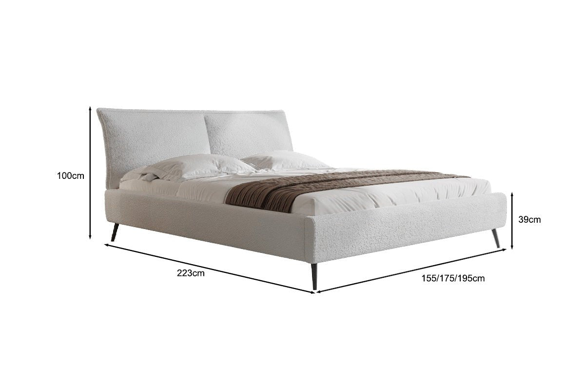 Designer Polsterbett Zoe Bouclé mat Stauraum