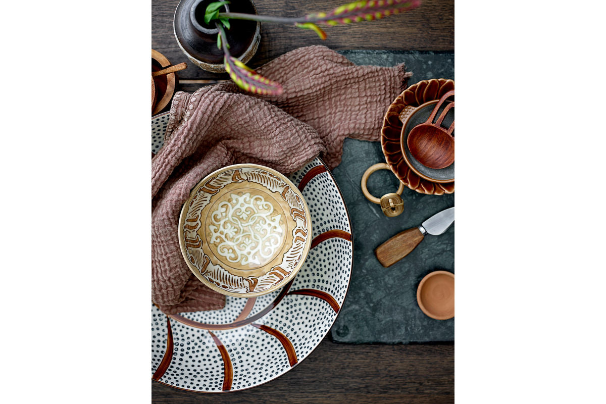 Schossel Riona – Steingutt mat handgemaaltem Muster