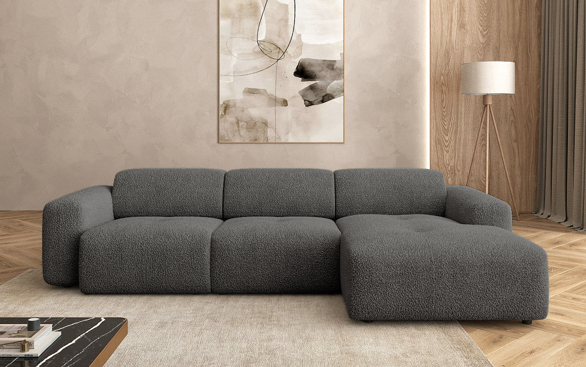 Designer L Sofa Roueg am Bouclé
