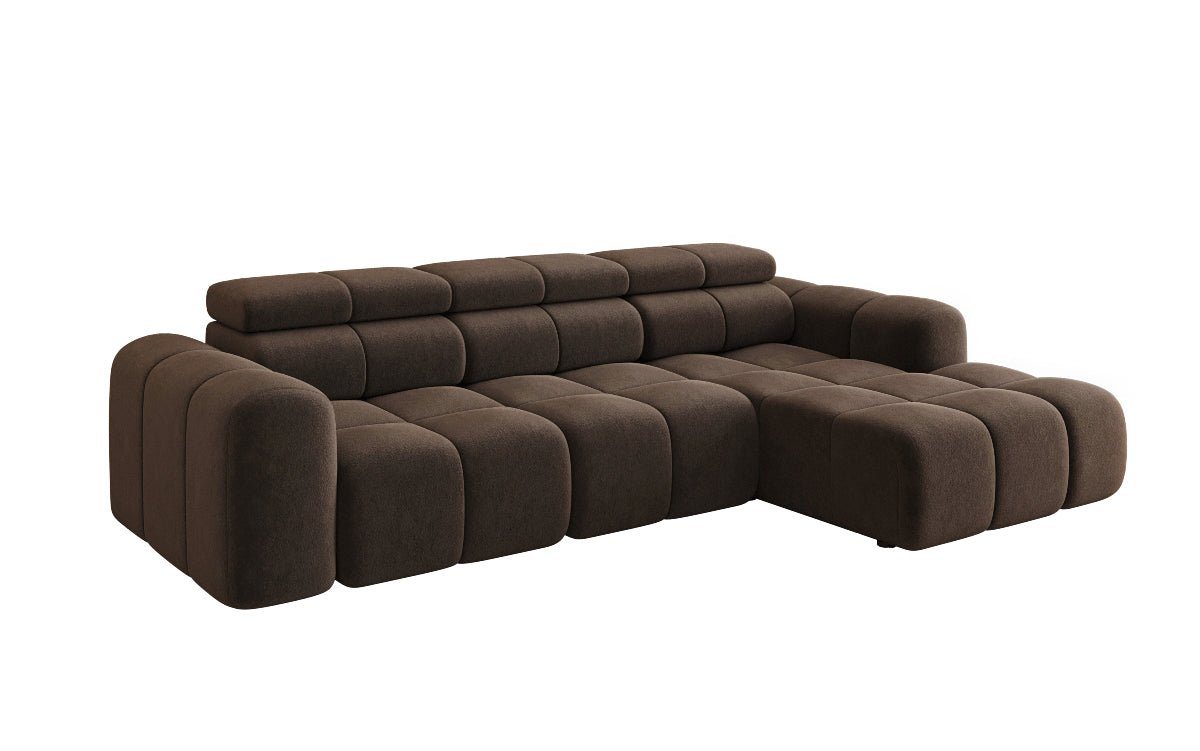 Designer Sofa Mia L mat elektrescher Sëtzvergréisserung a Chenille