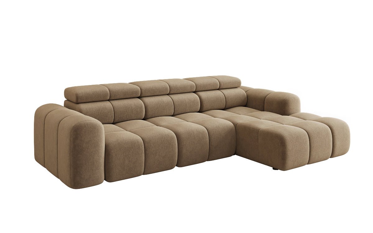Designer Sofa Mia L mat elektrescher Sëtzvergréisserung a Chenille