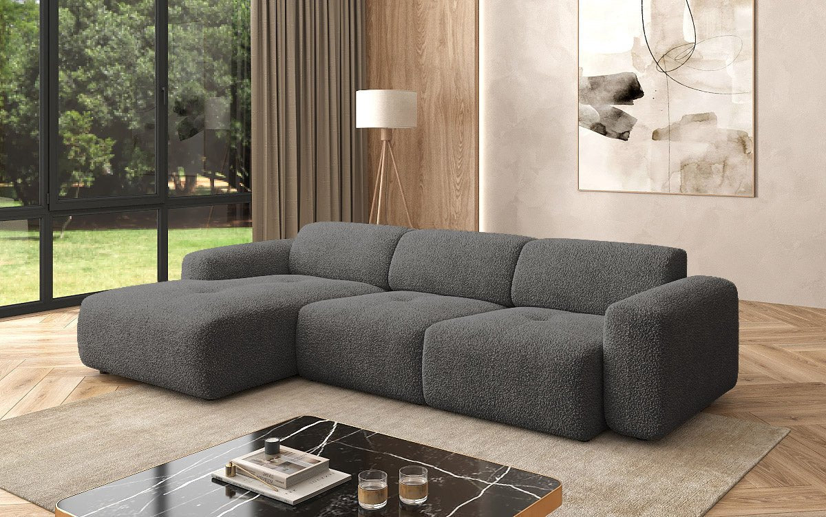 Designer L Sofa Roueg am Bouclé