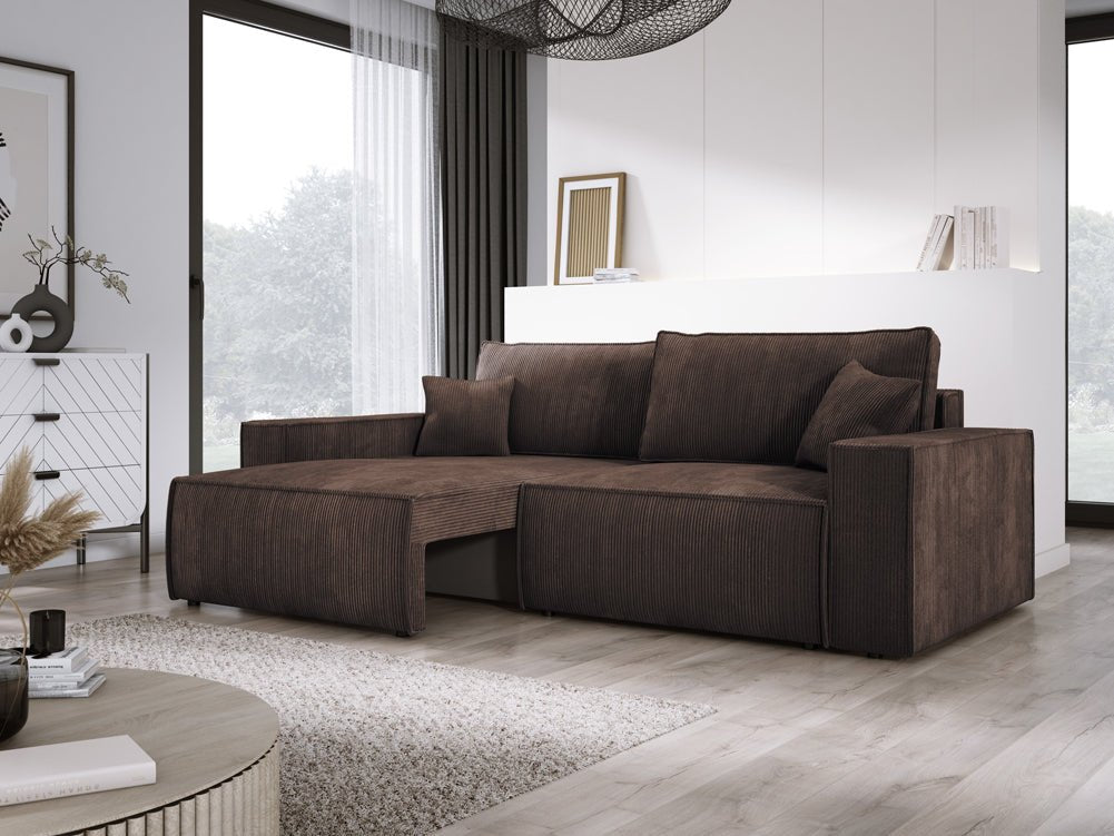 Designer Sofa Velanova 3 Sitzer Cord mit Schlaf- und Klappfunktion