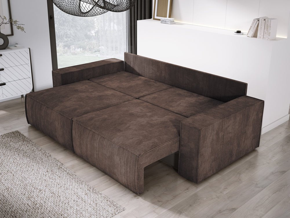 Designer Sofa Velanova 3 Sitzer Cord mit Schlaf- und Klappfunktion