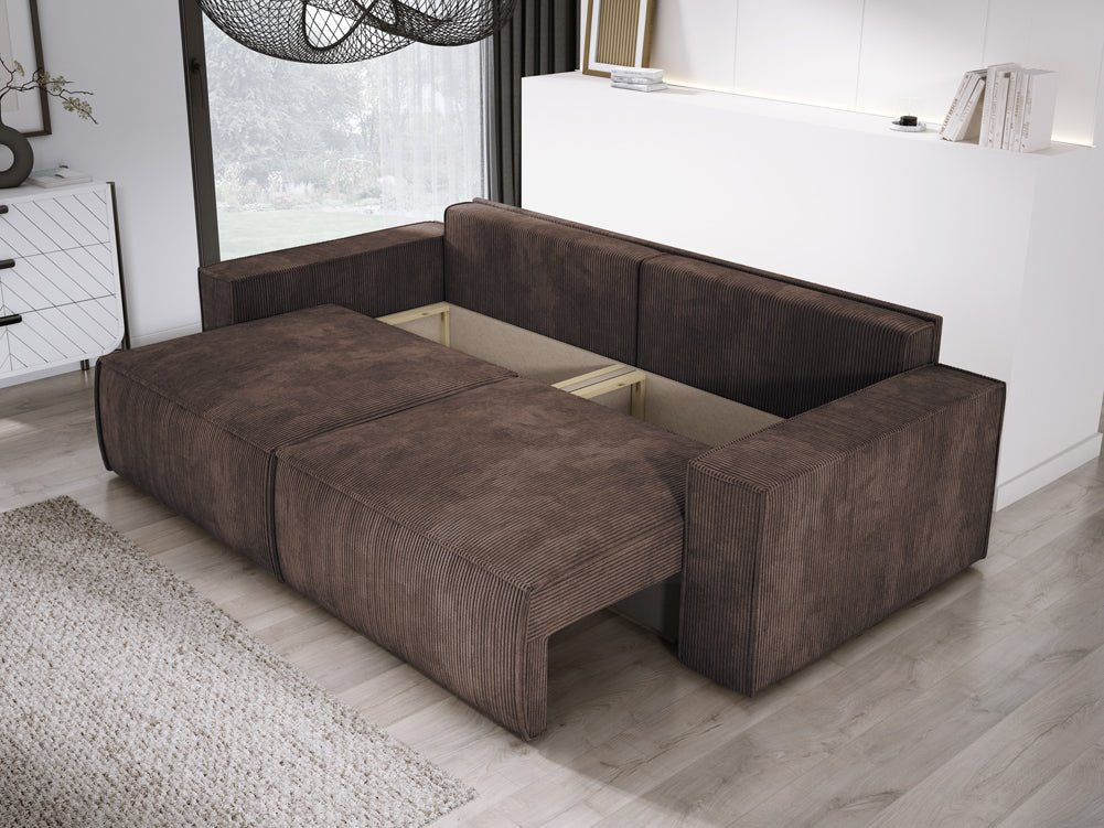 Designer Sofa Velanova 3 Sitzer Cord mit Schlaf- und Klappfunktion