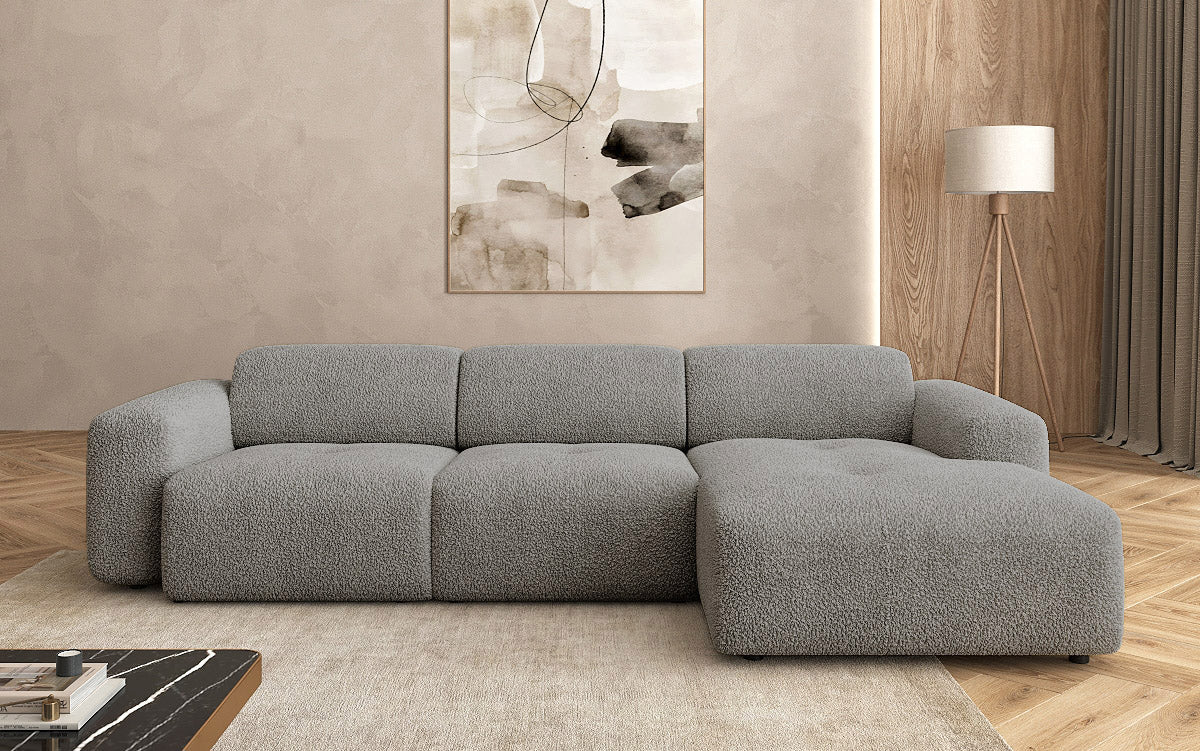 Designer L Sofa Roueg am Bouclé