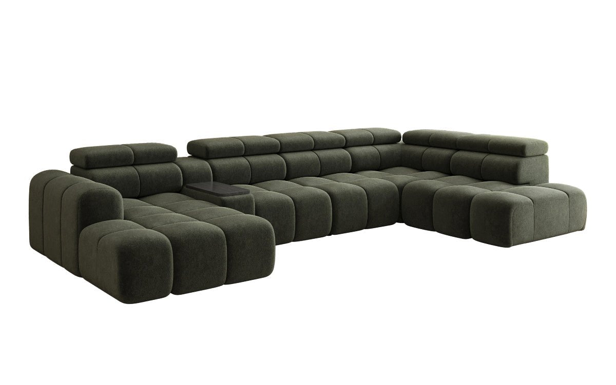 Designer Sofa Wunnlandschaft Mia mat elektrescher Sëtzvergréisserung a Chenille