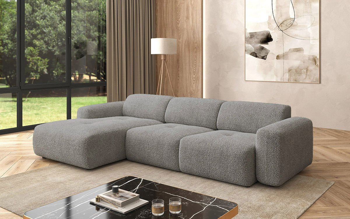 Designer L Sofa Roueg am Bouclé