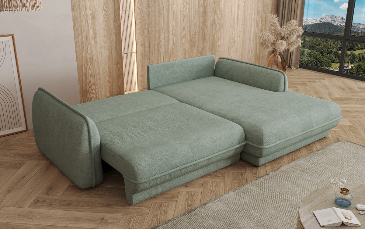 Designer Sofa Mojave II Stoff mat Schloffunktion an Stauraum