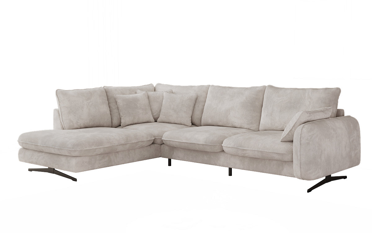Designer-Ecksofa Laguna mat Metallféiss a Cord