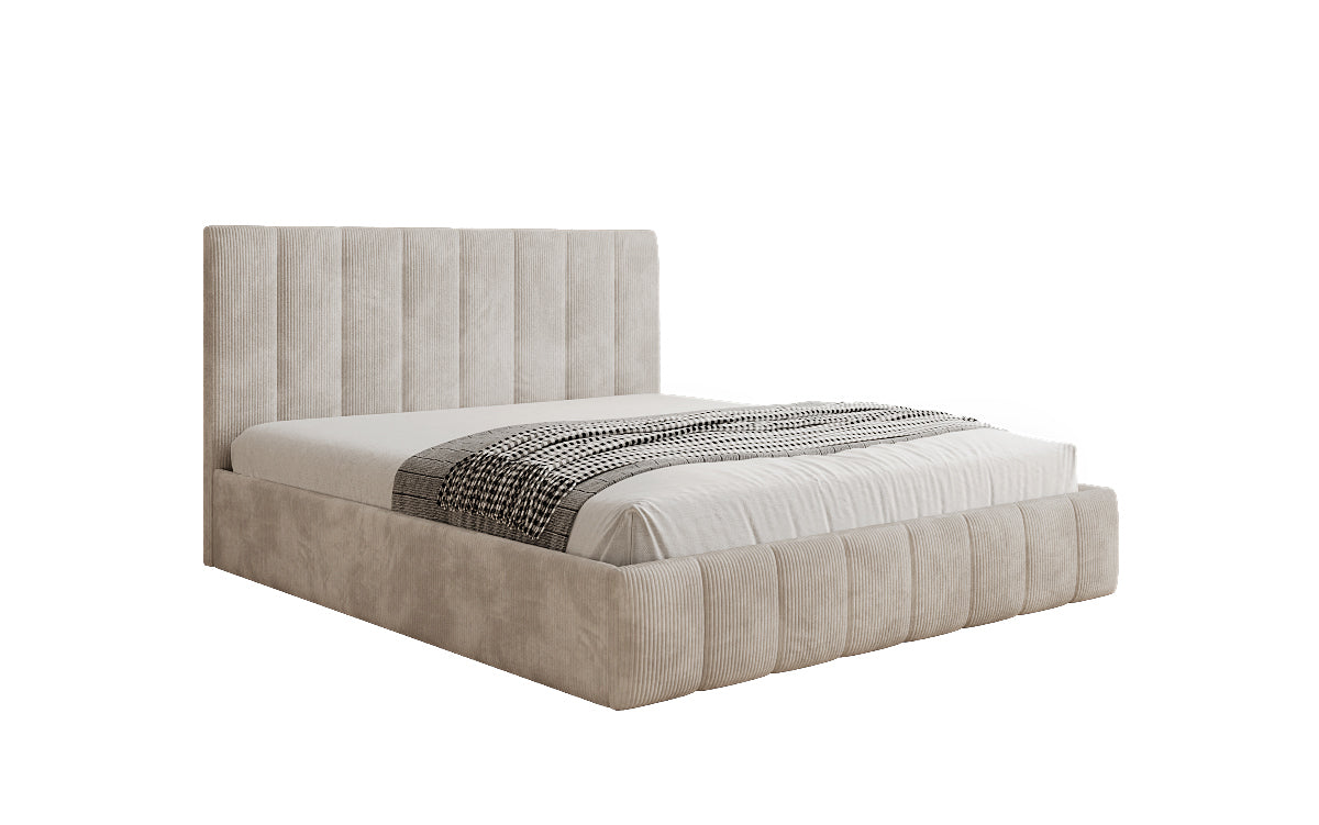 Designer Polsterbett Mila in Cord mit Stauraum