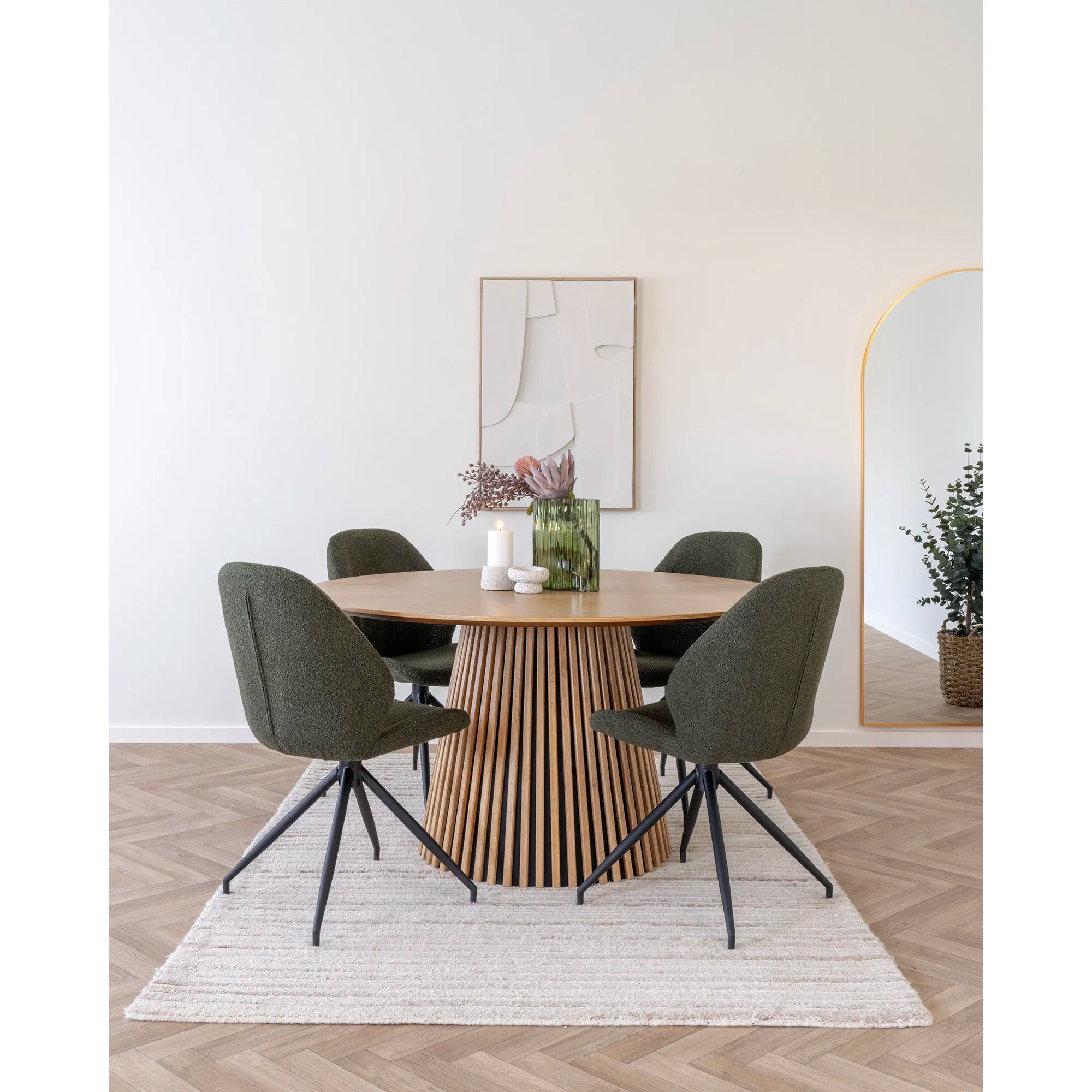 2er Set - Designerstull Lissabon Bouclé mat Dréifunktioun