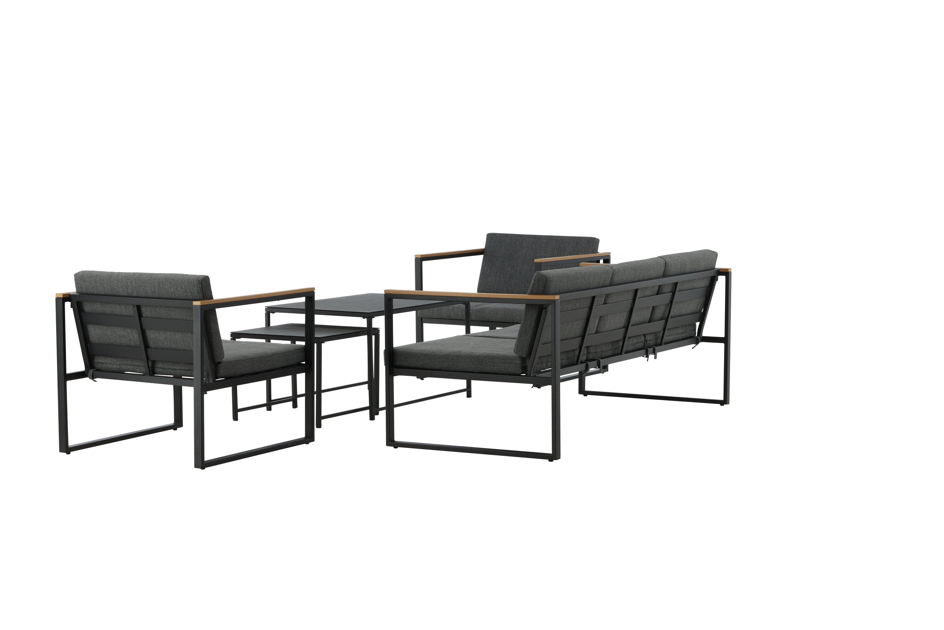 Loungeset Sunrise - aus schwarzem Stahl inkl. Glastischen