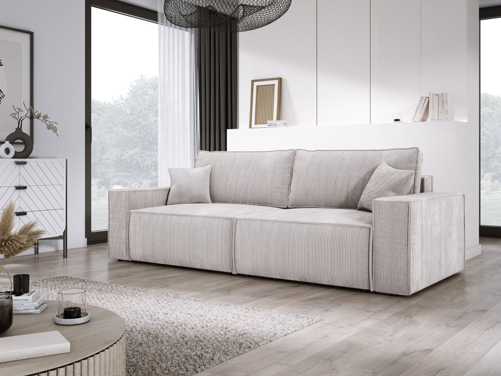 Designer Sofa Velanova 3 Sitzer Cord mit Schlaf- und Klappfunktion