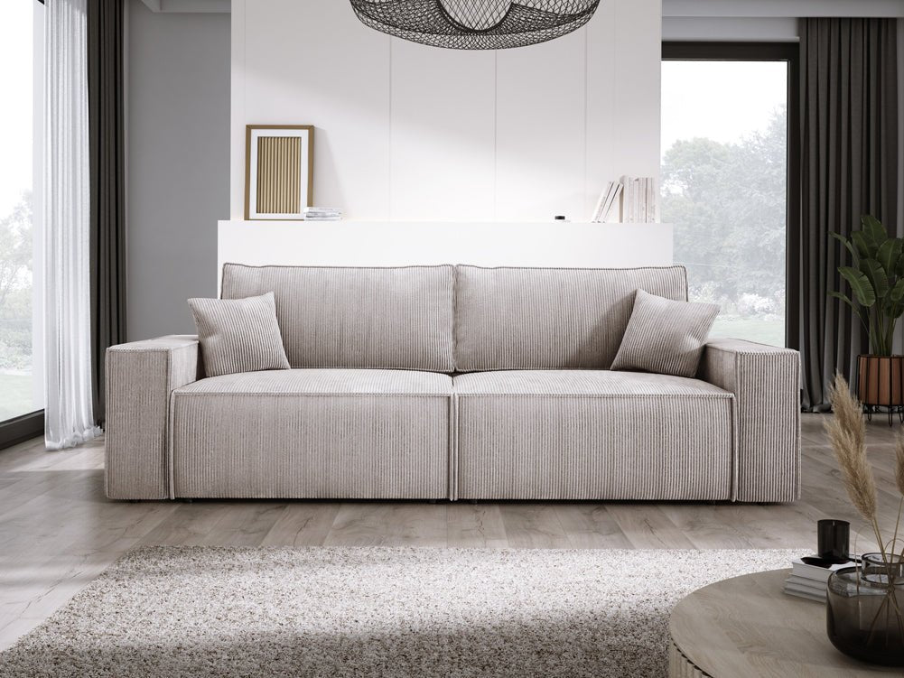 Designer Sofa Velanova 3 Sitzer Cord mit Schlaf- und Klappfunktion
