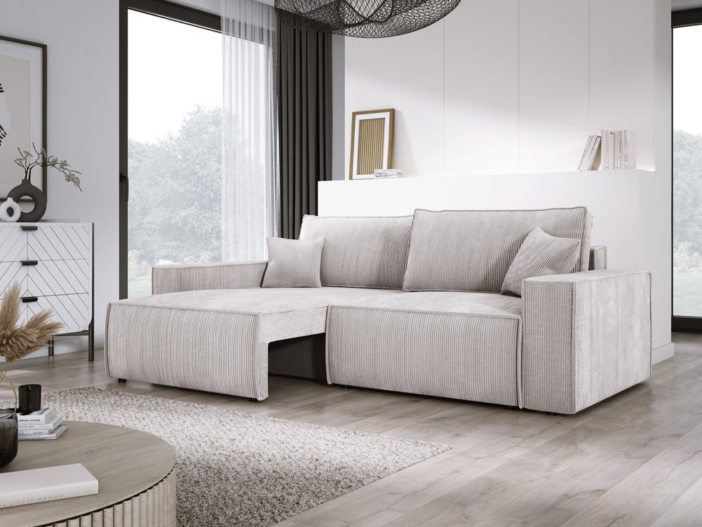 Designer Sofa Velanova 3 Sitzer Cord mit Schlaf- und Klappfunktion