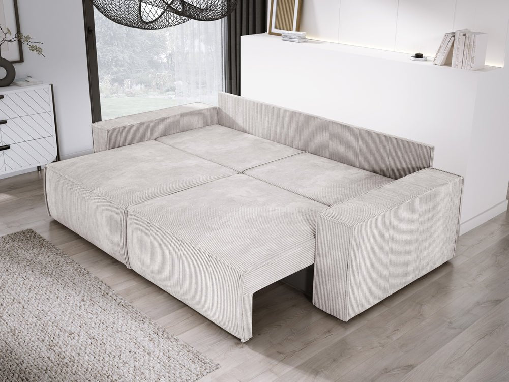 Designer Sofa Velanova 3 Sitzer Cord mit Schlaf- und Klappfunktion