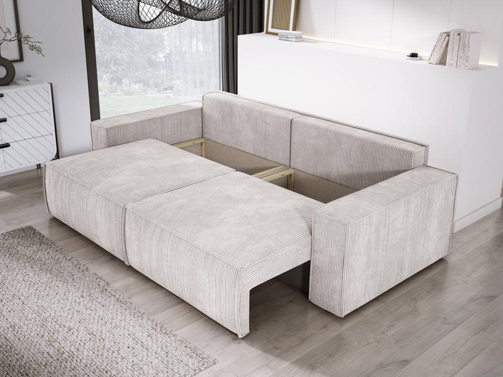 Designer Sofa Velanova 3 Sitzer Cord mit Schlaf- und Klappfunktion