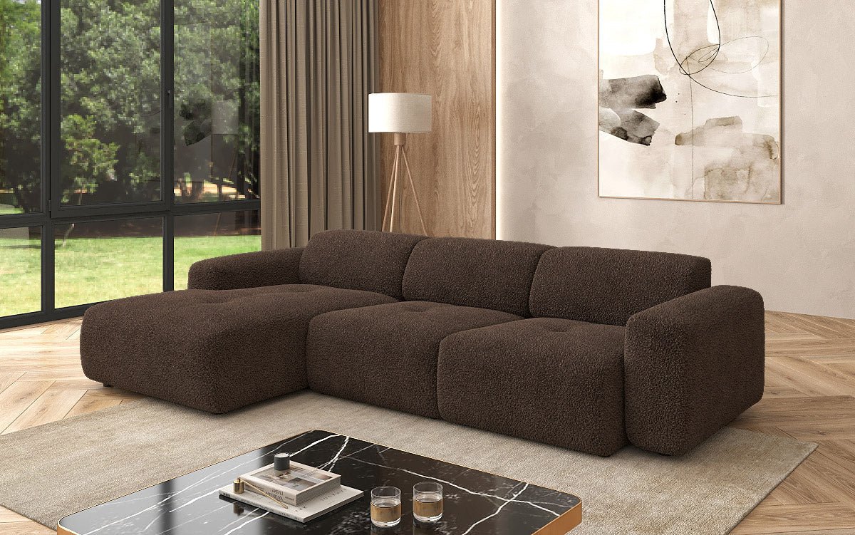 Designer L Sofa Roueg am Bouclé