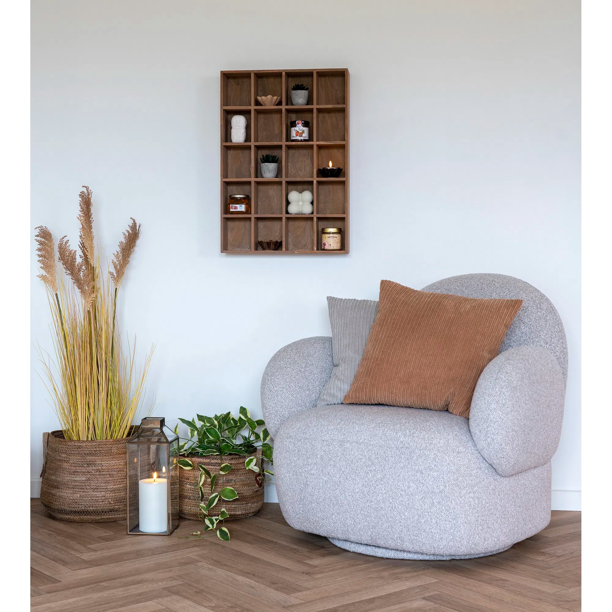 Designer Sofa-Sessel Fermo mat Dréifunktioun a gro Bouclé