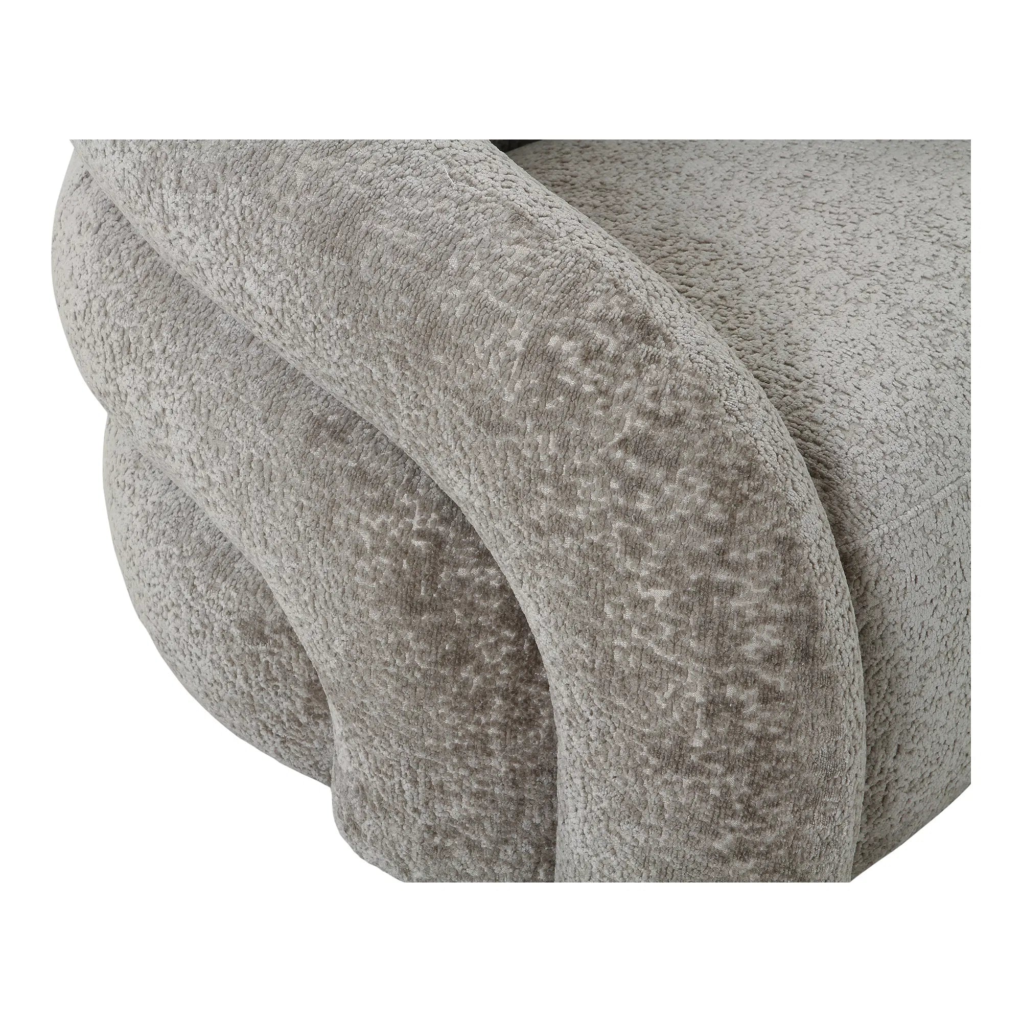 Designer Sofa-Sessel Korfu mat Dréifunktioun a Sand Bouclé