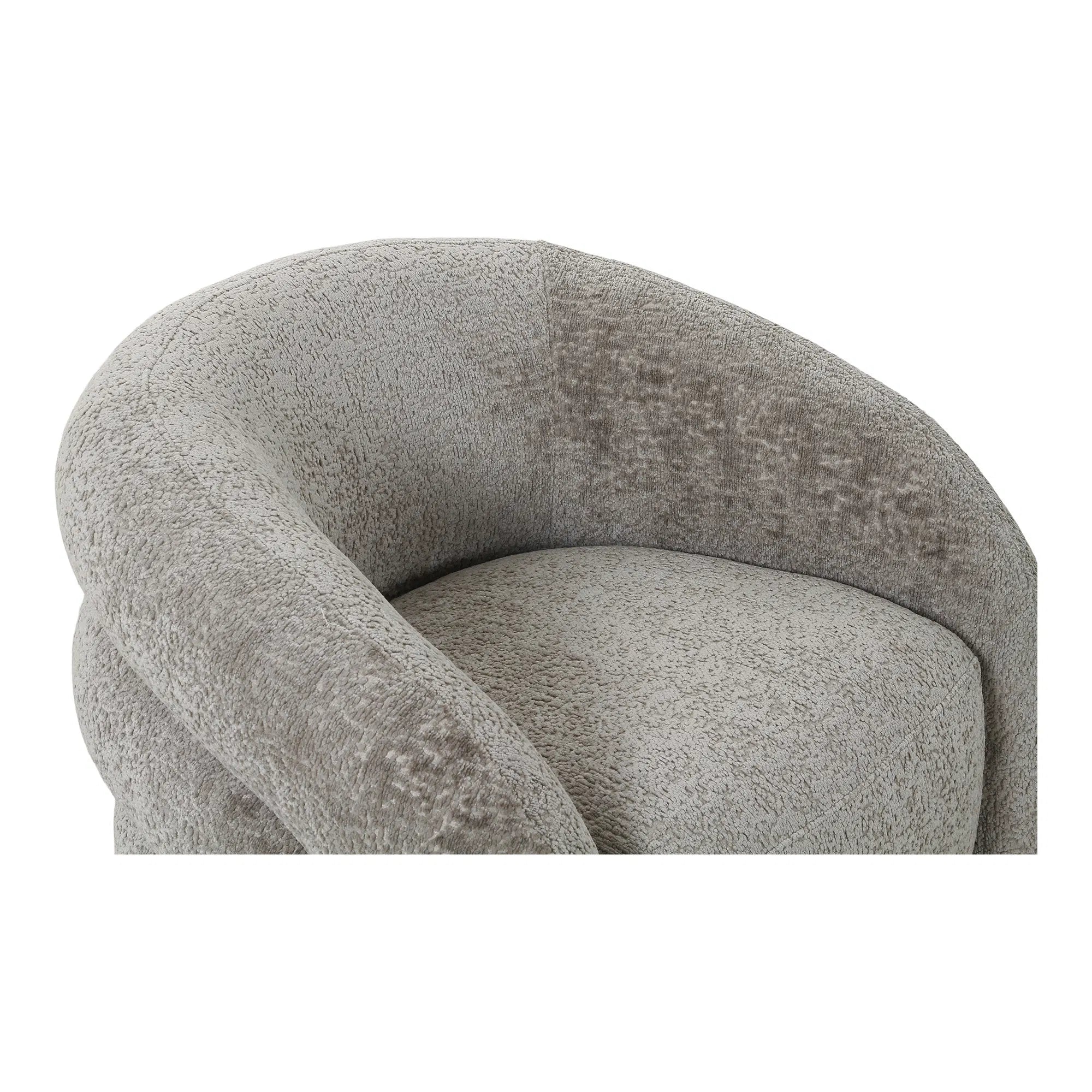 Designer Sofa-Sessel Korfu mat Dréifunktioun a Sand Bouclé