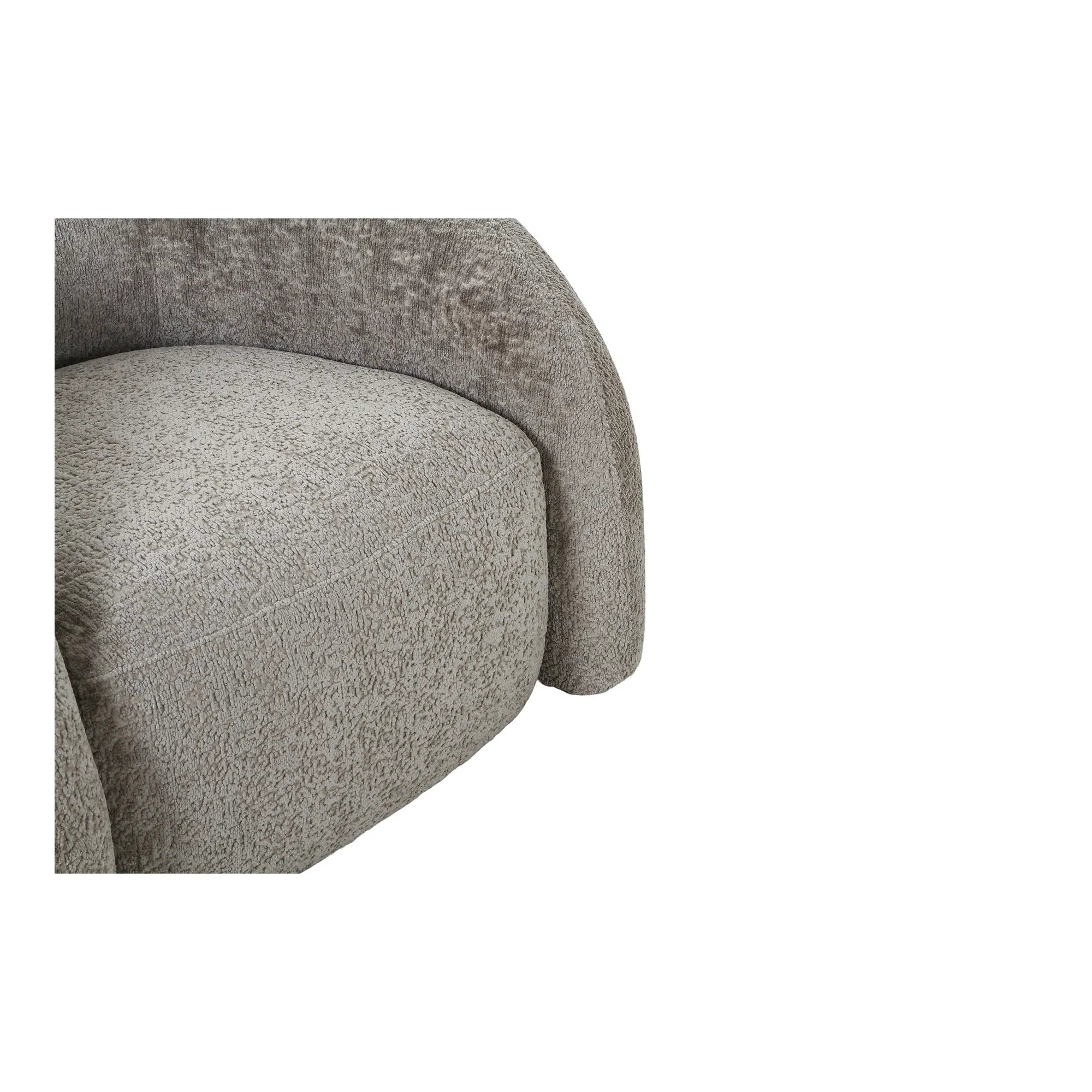Designer Sofa-Sessel Korfu mat Dréifunktioun a Sand Bouclé