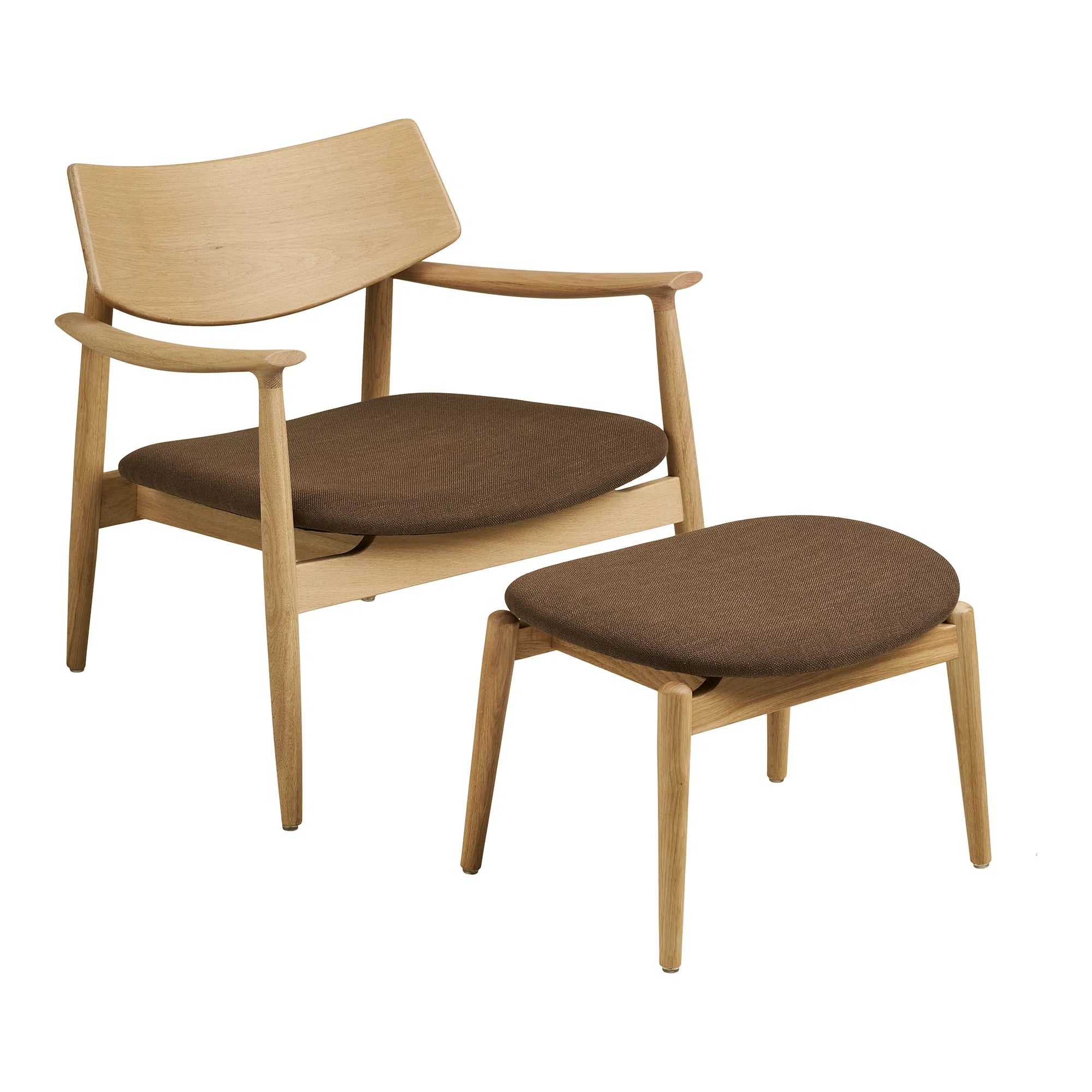 Designer Sëtz Agnar Set mat Beistellhocker aus Eech