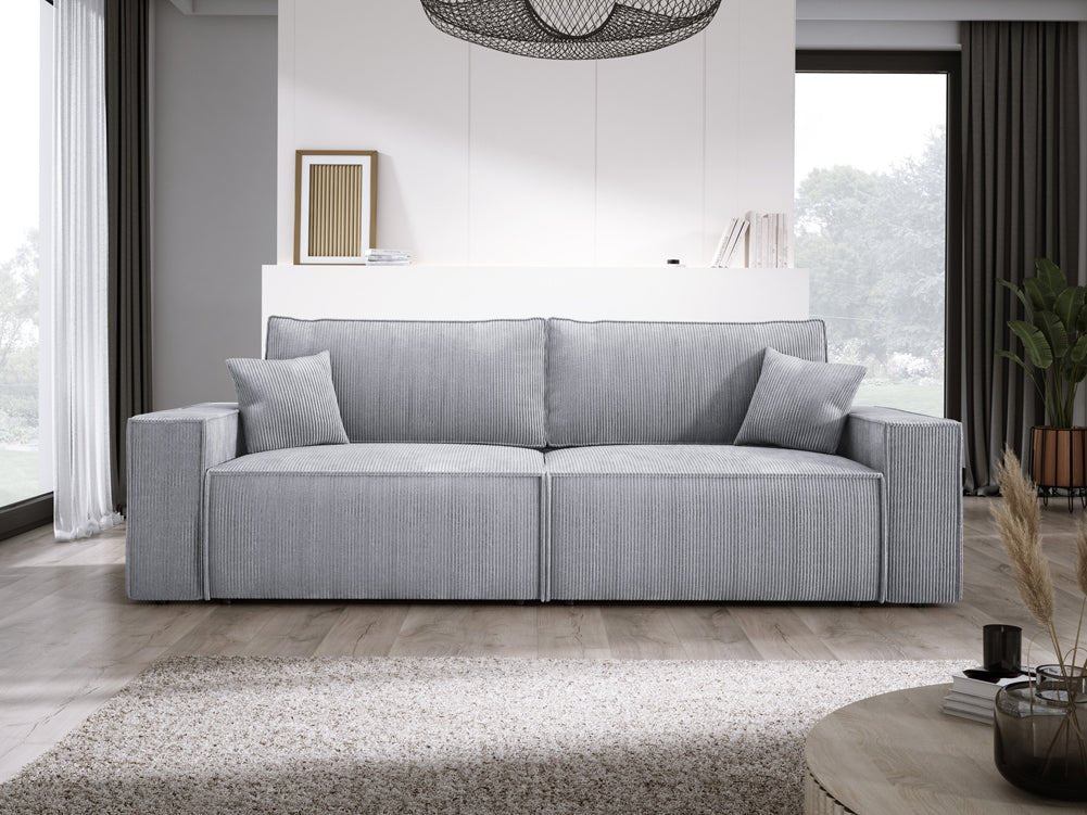 Designer Sofa Velanova 3 Sitzer Cord mit Schlaf- und Klappfunktion