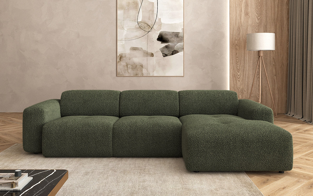 Designer L Sofa Roueg am Bouclé