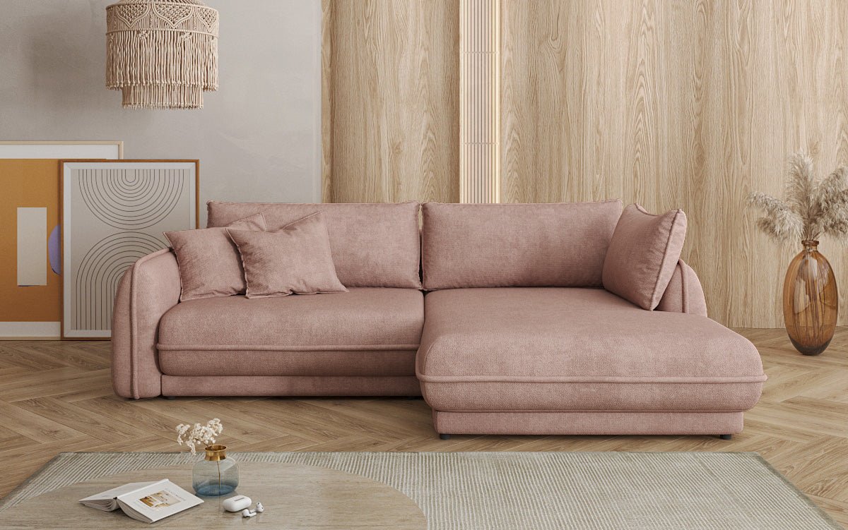 Designer Sofa Mojave II Stoff mat Schloffunktion an Stauraum