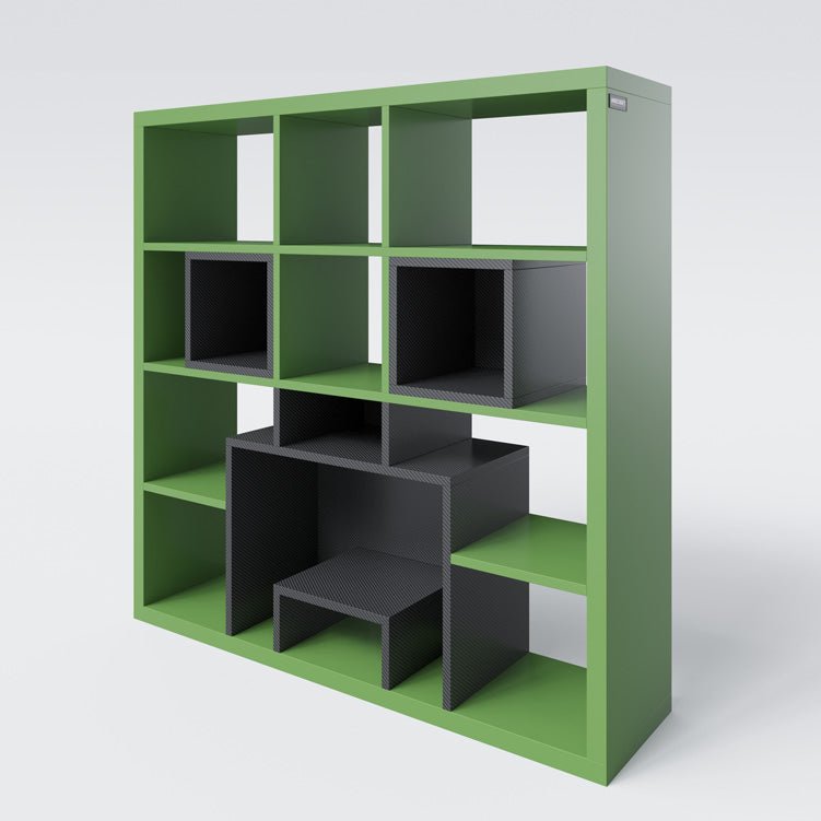 Minecraft Bicherregal „Creeper Cubes“ – mat 12 Fächer & Pixel-Design