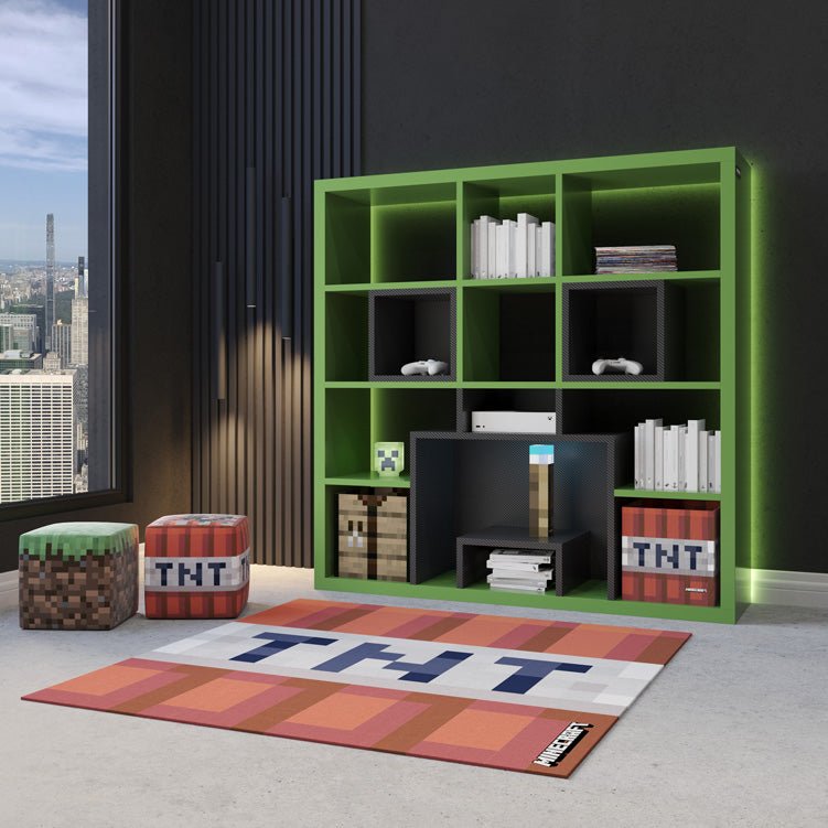 Minecraft Bicherregal „Creeper Cubes“ – mat 12 Fächer & Pixel-Design