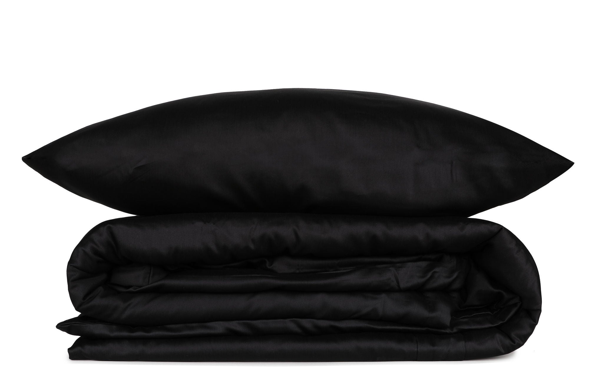 Premium Satin Bettwäschegarnitur Schwarz