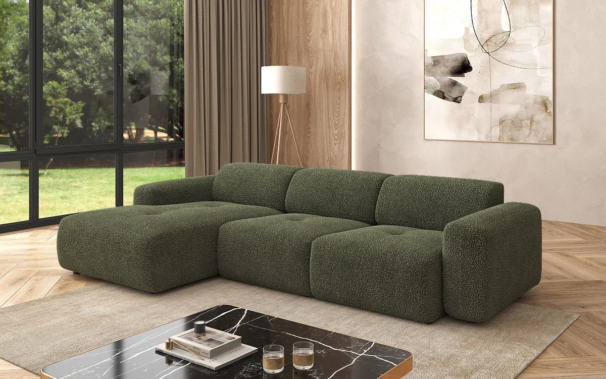 Designer L Sofa Roueg am Bouclé